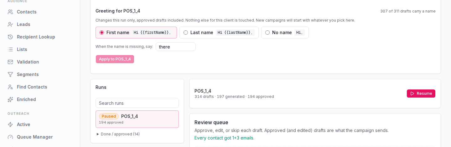 Reviewing AI drafted emails in the Mailheight Content Hub